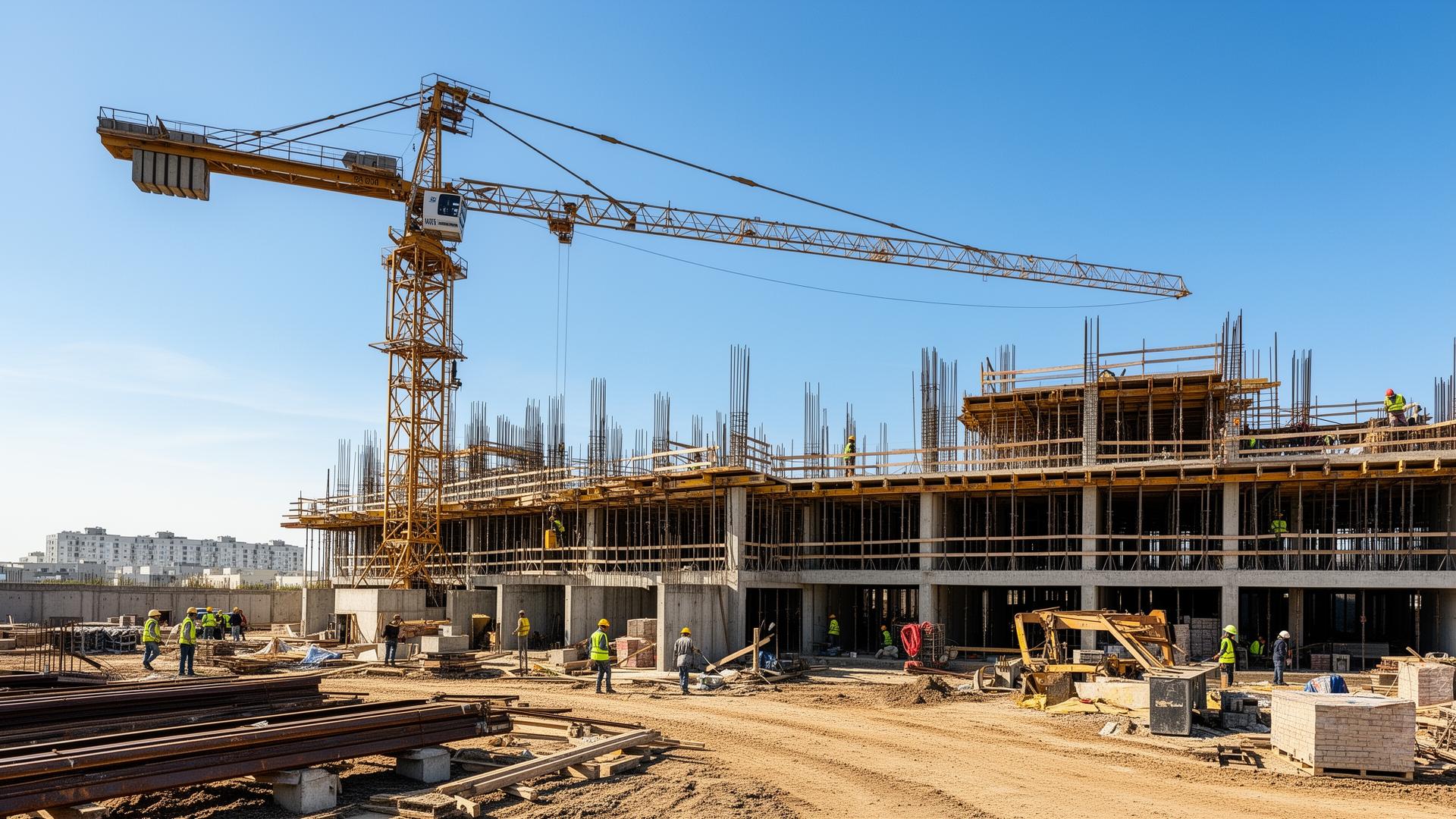 אתר בנייה עם עגורן